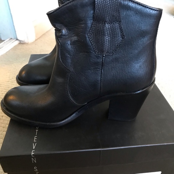 Steven by Steve Madden Black Leather Joni Boot New - Picture 2 of 7